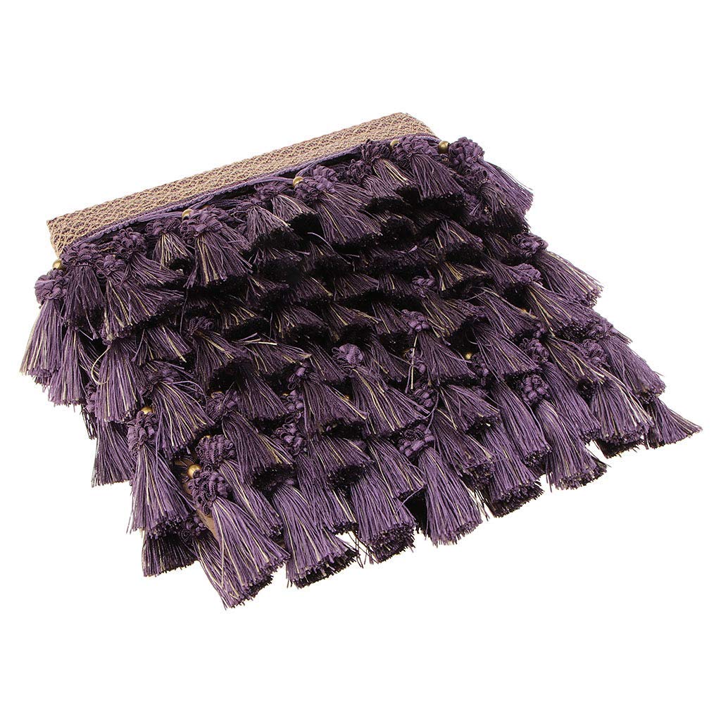 Frange à franges vintage pour rideaux, coussins, vêtements (violet foncé)