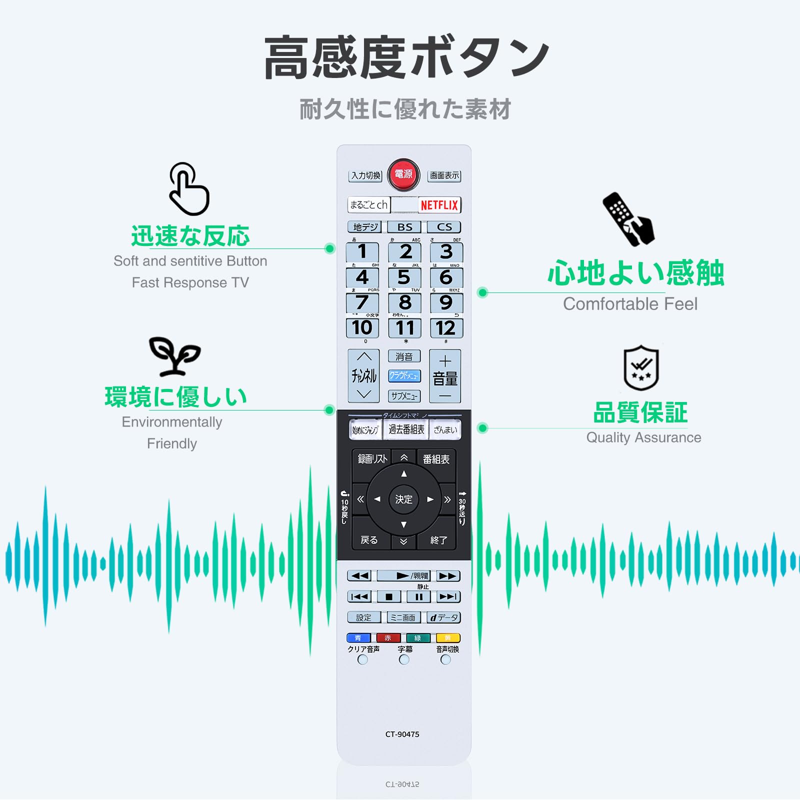 Amazon.co.jp: テレビリモコン CT-90475 for TOSHIBA 東芝リモコン