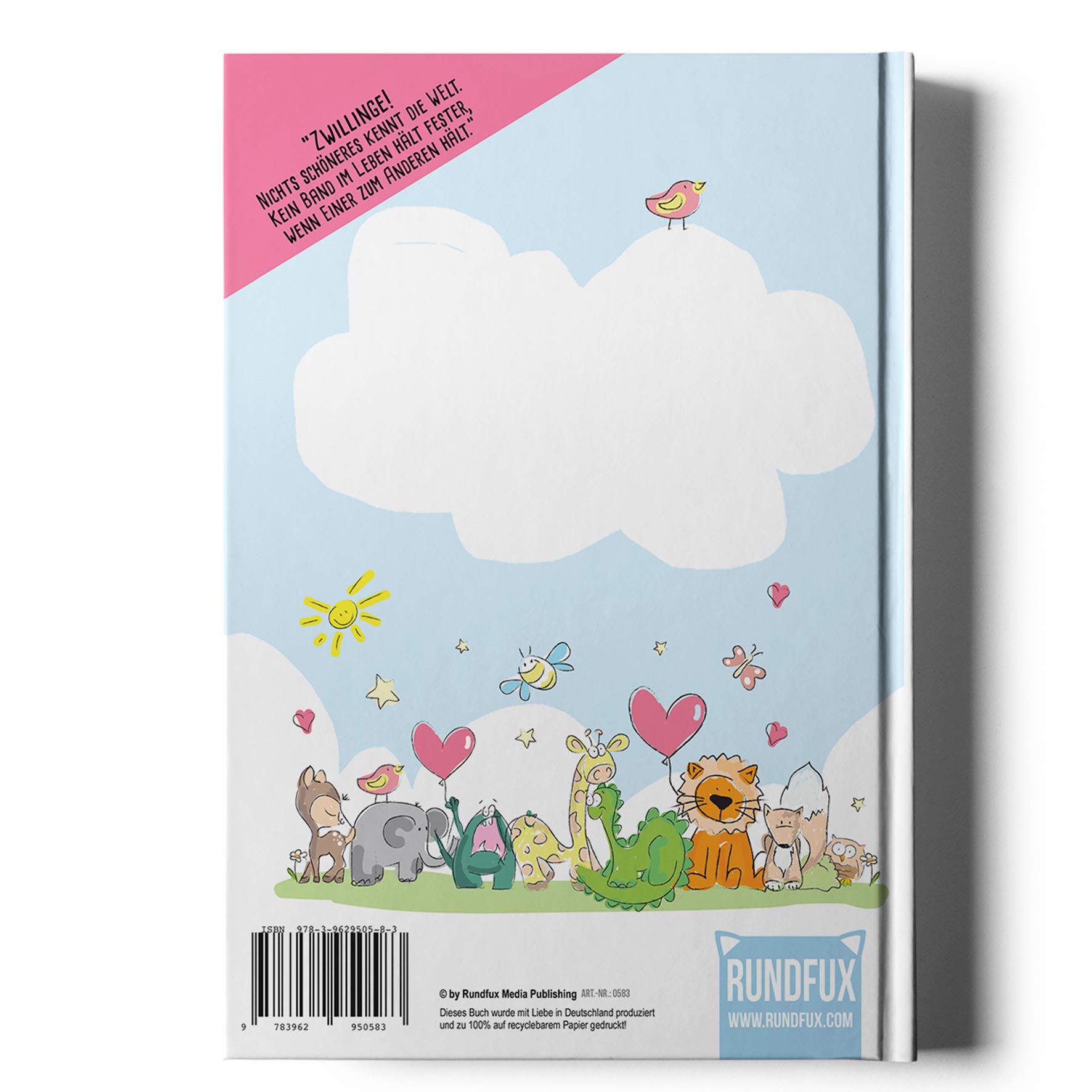 Zwillingsalbum personalisiert – Erinnerungen ans erste Babyjahr | Rundfux® | Wunschname, individuelles Cover, Meilensteine, Fotos, Entwicklungsschritte, Geburtsdaten, Erinnerungsschatz