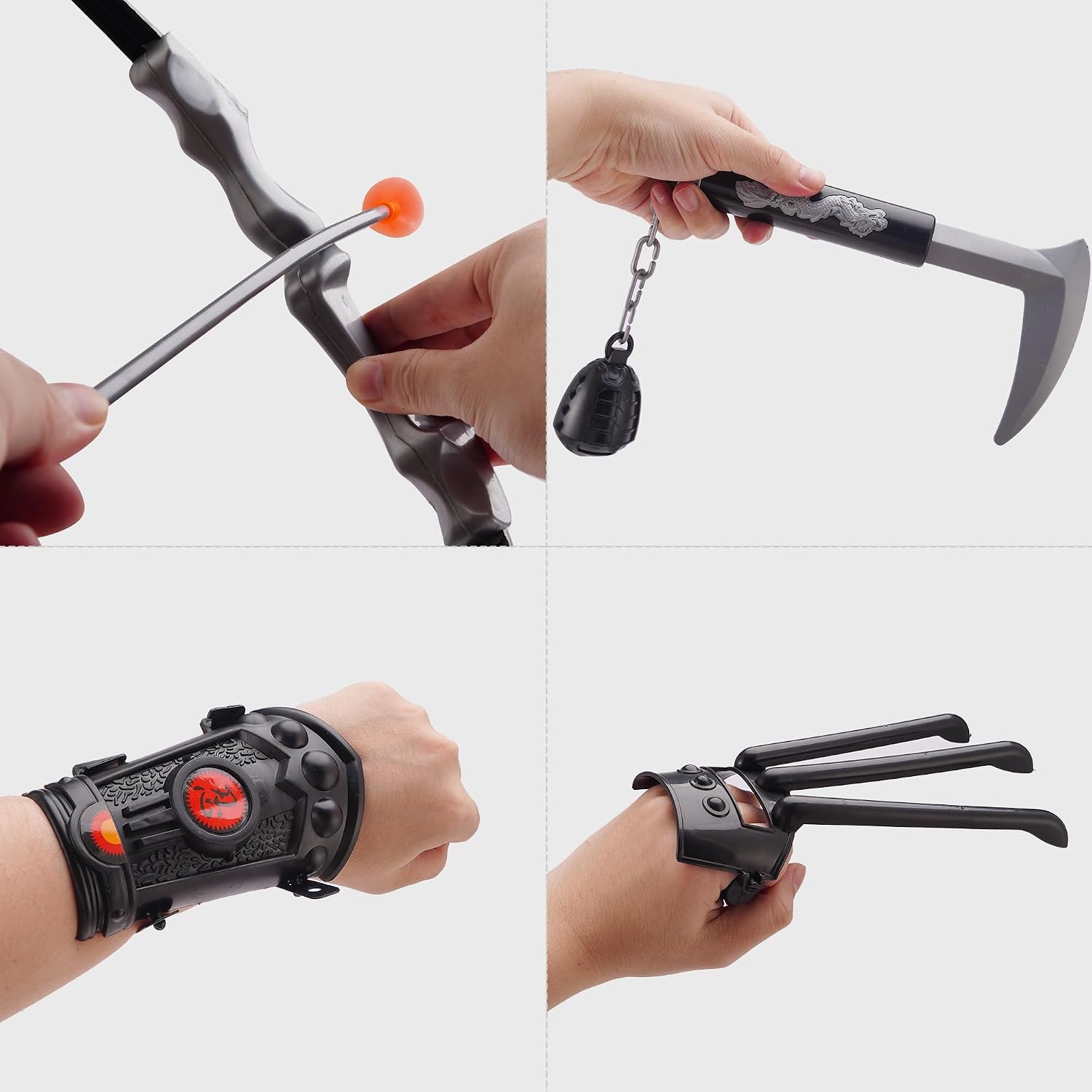 Ninja Warrior Weapon Set for Kids Boys SAIS Katana Mask Bow & Arrow Dagger Darts Role Play Toy Costume Accessories for Cosplay Dress-up Party