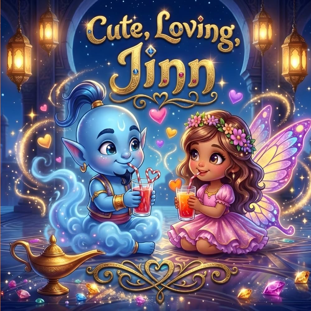 Cute Loving Jinn: Bold and Easy Coloring Book for Kids Ages 4–8 - 50 Cute & Magical Designs