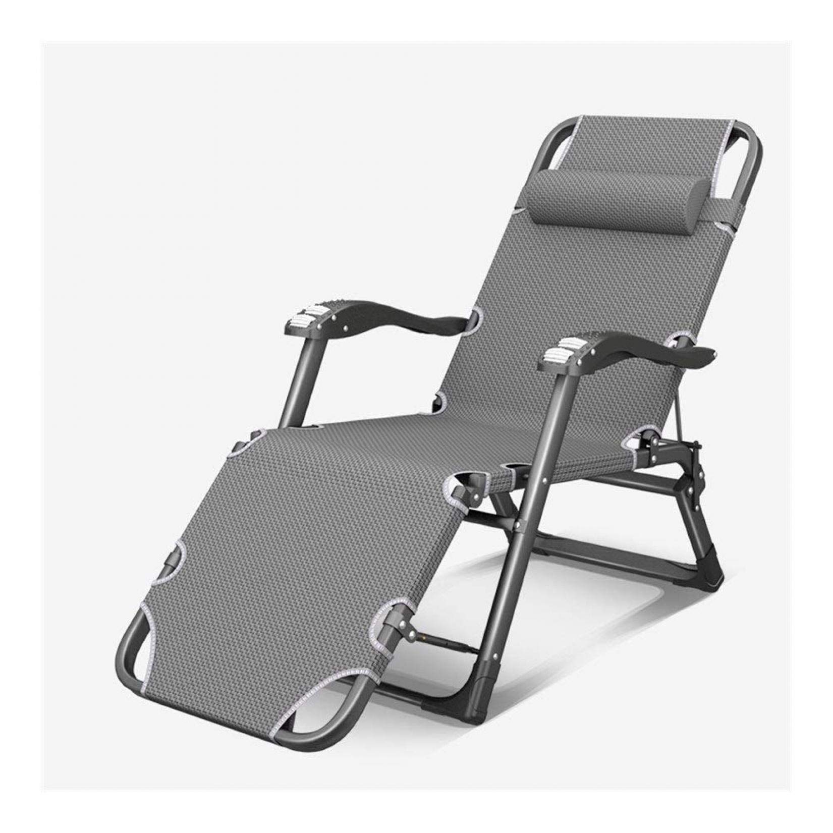Chaise longue pliante grise réglable pour soulager le dos au jardin