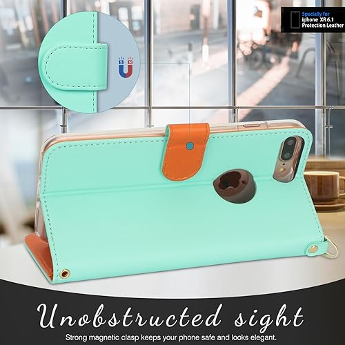 Miniatura 5 de FYY - Funda de lujo de piel sintética para iPhone Xr (6.1") 2018, función de atril, con ranuras para tarjetas y bolsillos para notas, para Apple