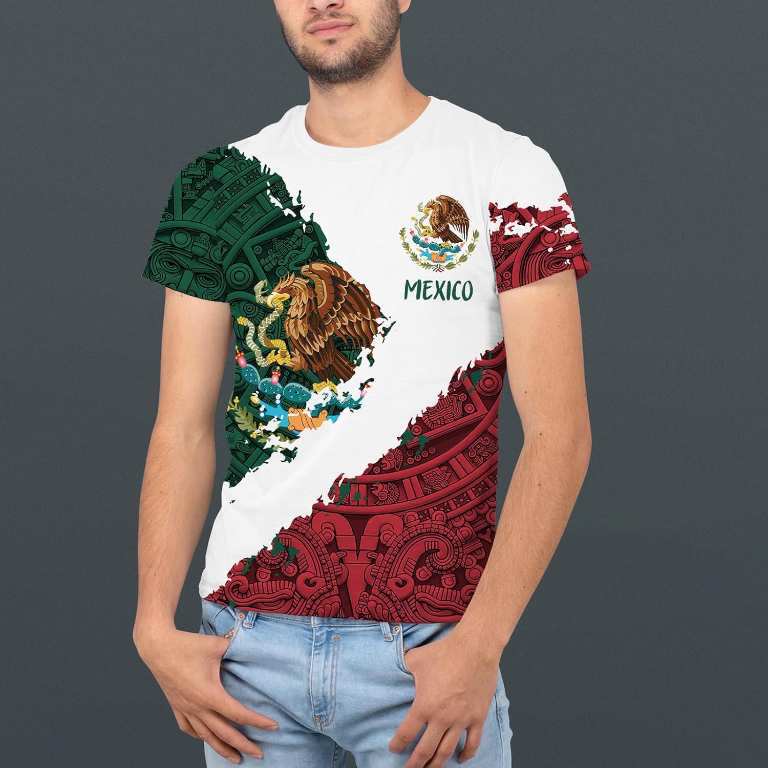 FAYBA Aztec Mexican Shirts Short Sleeves Summer Mexico Shirt Mexico Jersey Unisex 3D Shirts - Image 6