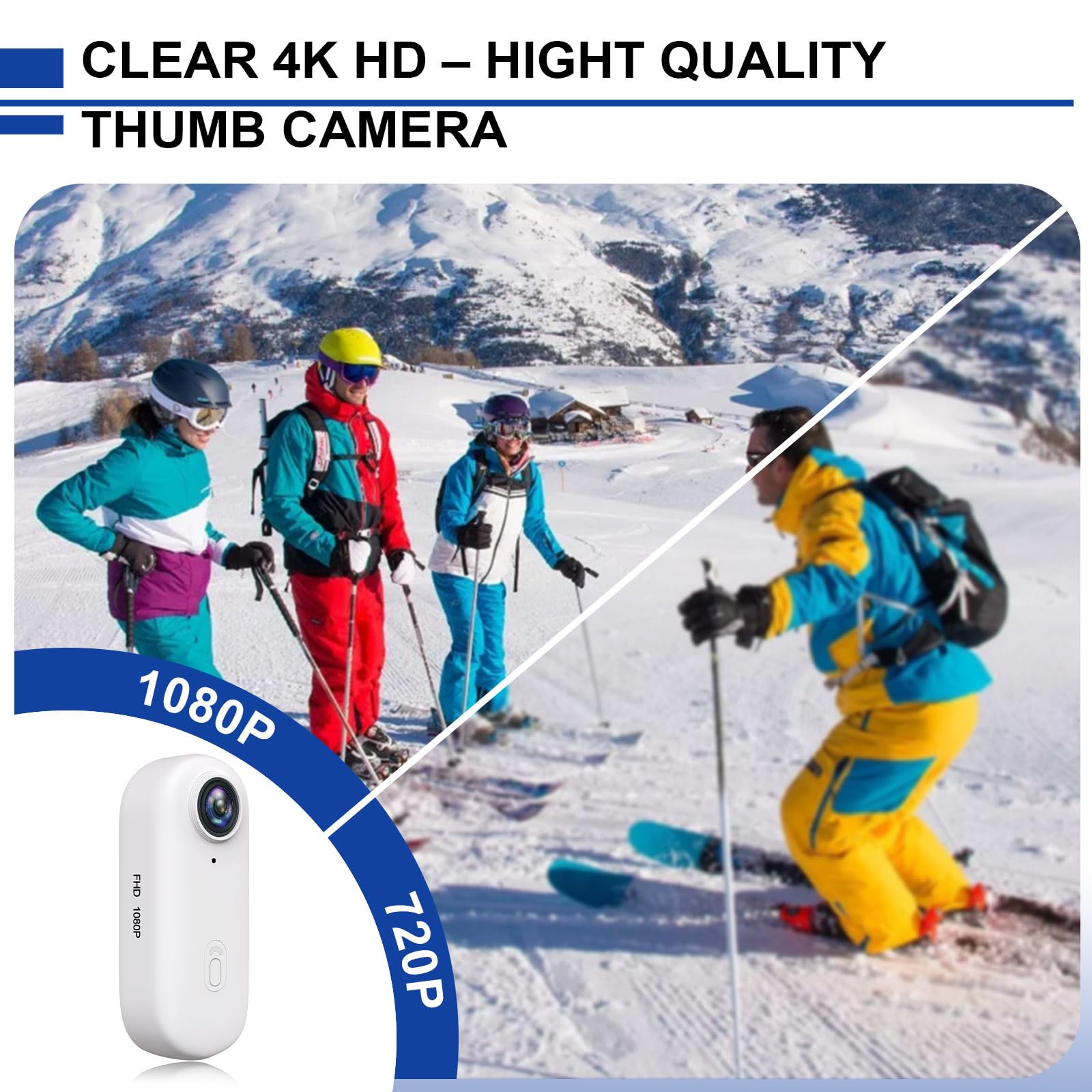 Caméra de sport 1080p HD portable mains libres POV avec boîtier étanche et support magnétique mains libres Mini caméras corporelles pour vlogging moto, cyclisme, voyage, pêche, promenade d'animaux