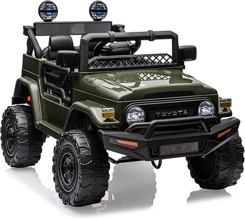 Camión con licencia de 12 V, 7 AH, con control remoto, funciona con pilas, con suspensión de resorte, neumáticos EVA, USB, música, luces LED,