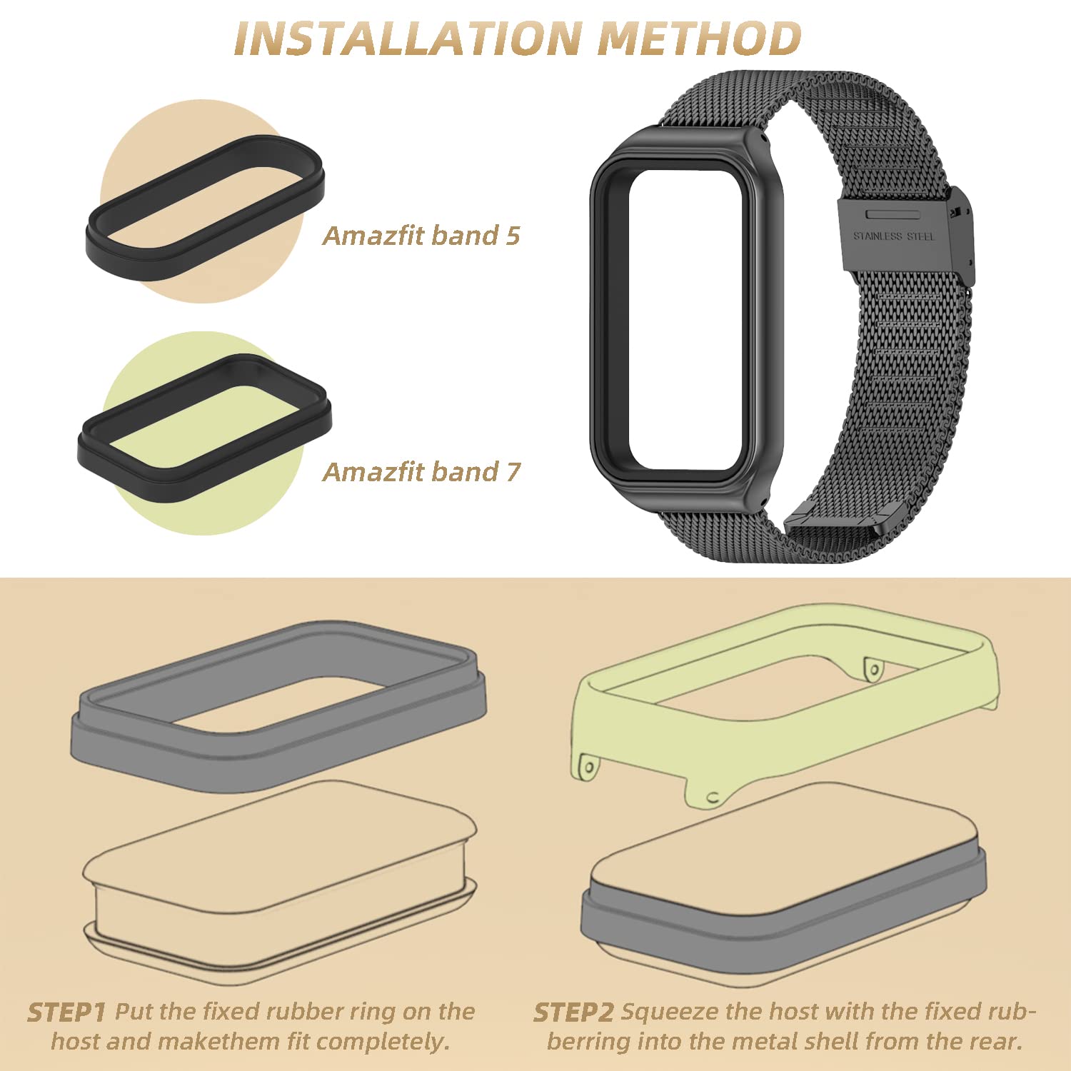 Correa de repuesto de metal para Amazfit Band 7, compatible con Amazfit 7 Fitness Tracker 7