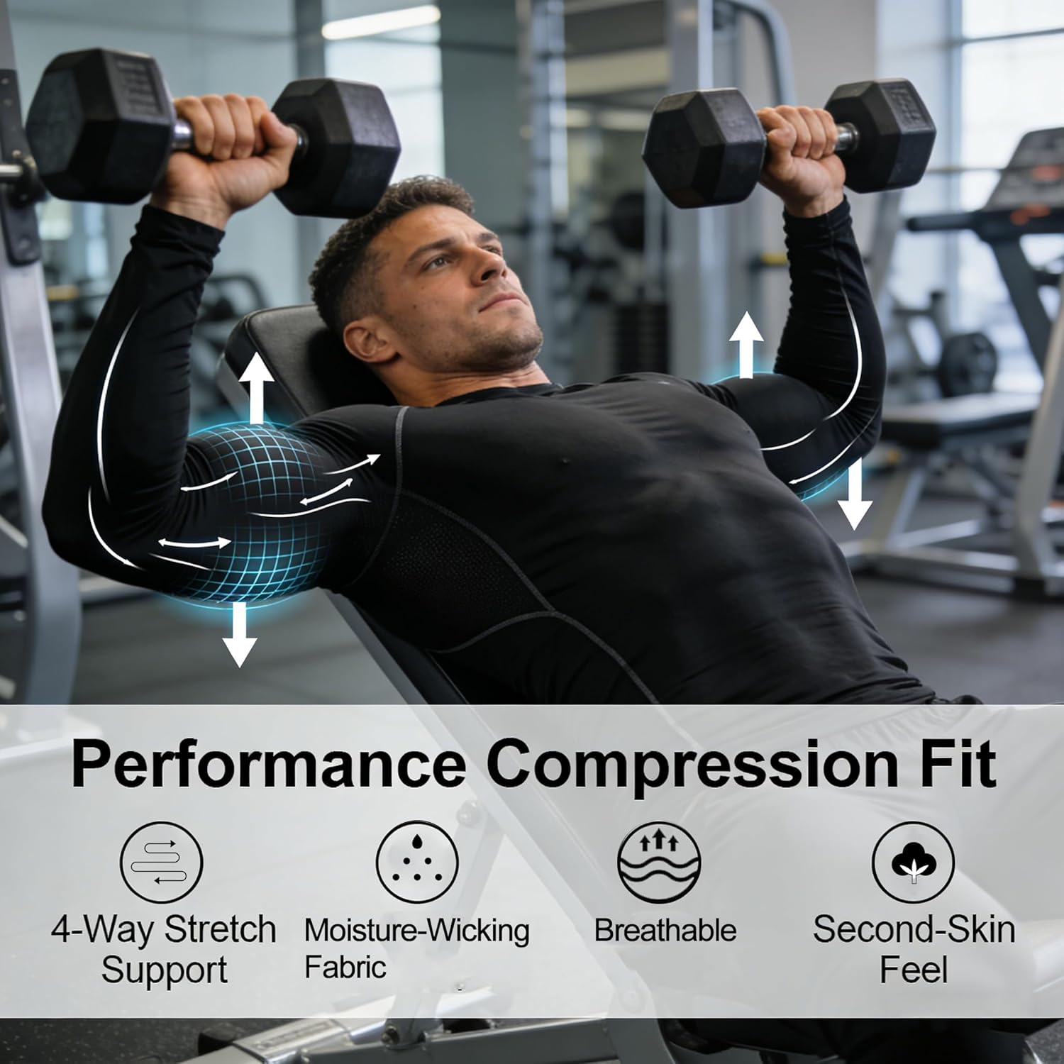 5 or 3 Pack Compression Shirts for Men Long Sleeve Athletic Workout Baseball Undershirt Football Base Layer