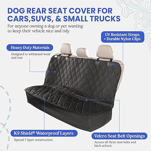 Miniatura 3 de 4Knines Back Seat Pet Cover for Dogs w/o Hammock – 54" Wide, Waterproof Car Seat Cover, Non-Slip, Heavy-Duty – Fits Cars, SUVs, Small Trucks – 2