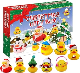 Rubber Duck Advent Calendar 2023, Beautiful Christmas Advent Calendar With 24 Rubber Ducks, Mini Christmas Rubber Ducks Advent Calendar, Rubber Duck Toy Bath for Kids, Christmas Party Favor Gifts (A)