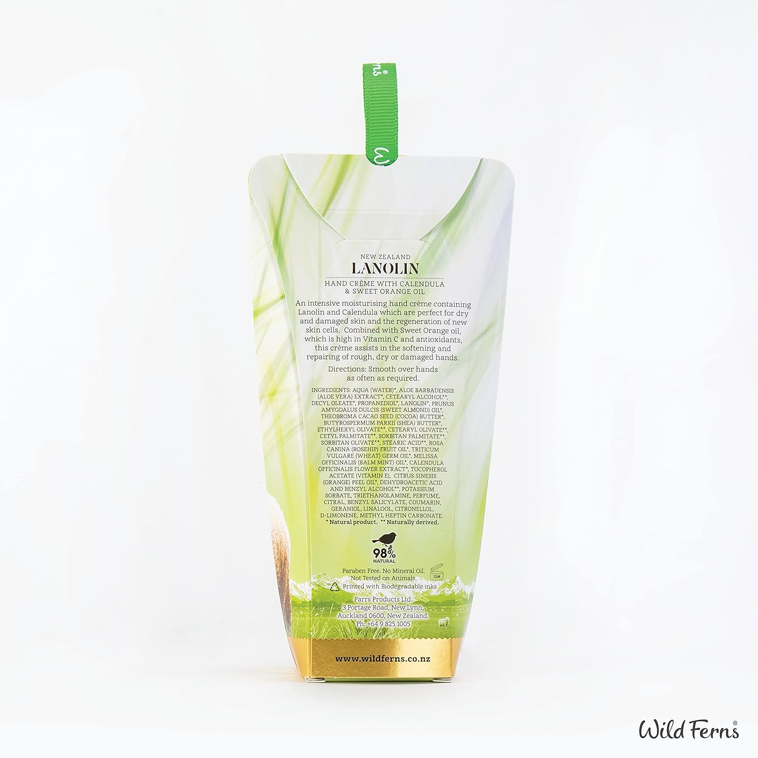 Wild Ferns Lanolin Hand Crème with Calendula and Sweet Orange Oil, 98% Natural, 100 milliliters