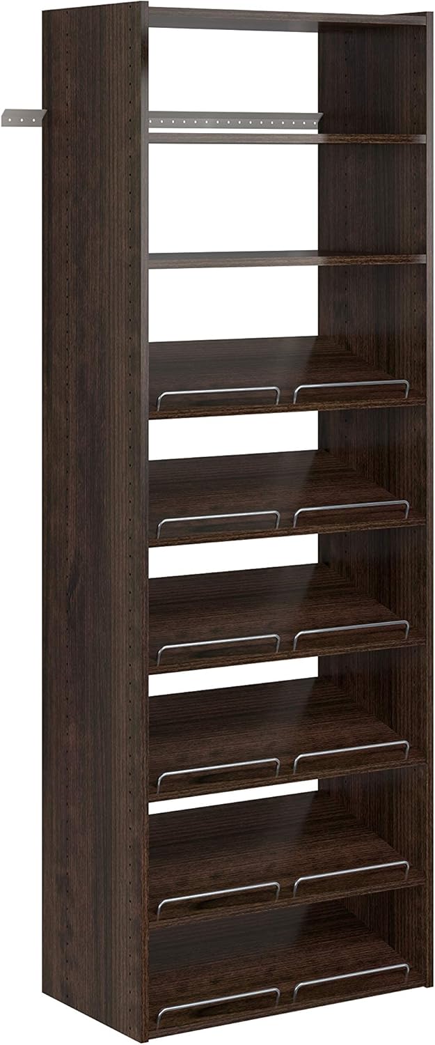 Easy Track PH36-CG Living Essentials Shoe Storage Tower Wood Closet Organizer, Weathered Grey