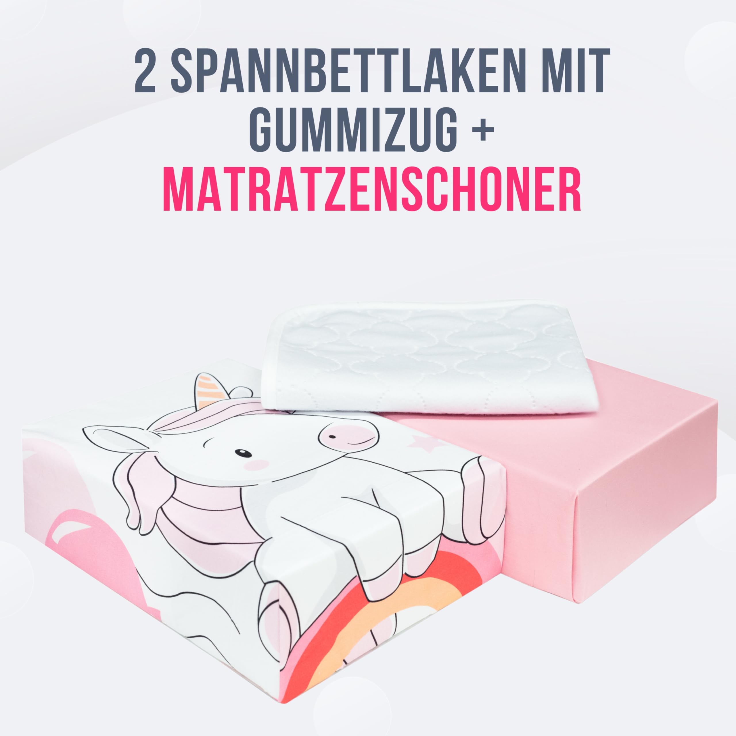 GOYSILA Spannbettlaken 2er Set und 1 Wasserdichter Matratzenschoner 83x50 cm aus 100% Baumwolle Oeko-Tex Zertifiziert für Beistellbett Kompatibel mit Chicco Next2Me Kinderkraft UNO Wiege Matratze