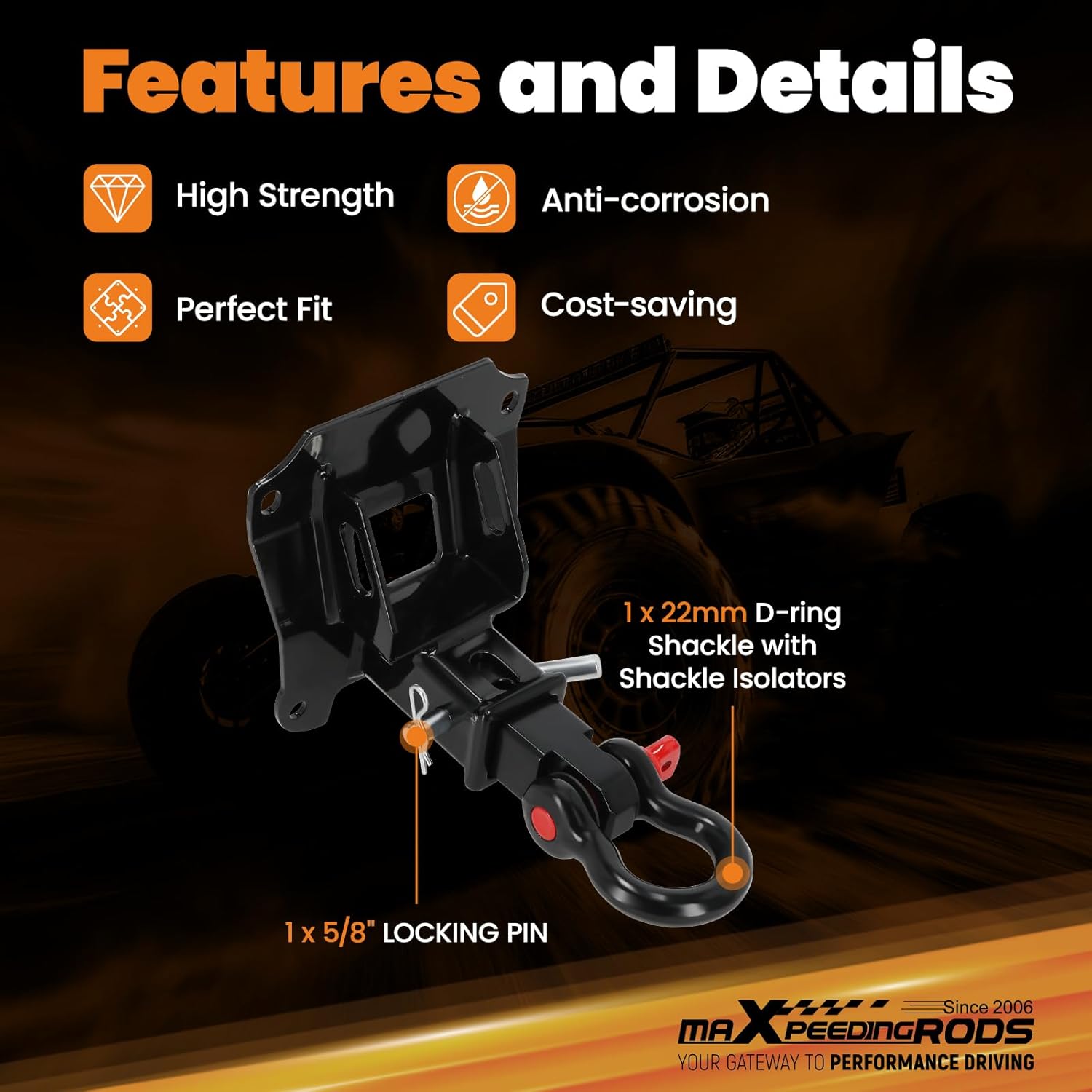 maXpeedingrods Class 3 Trailer Hitch, 2 Inch Receiver & Shackle Hitch Receiver with 7/8" D-Ring Shackle, Tow Hitch Receiver for Honda Talon 1000R / 1000X / 1000-4 All 2019-2024