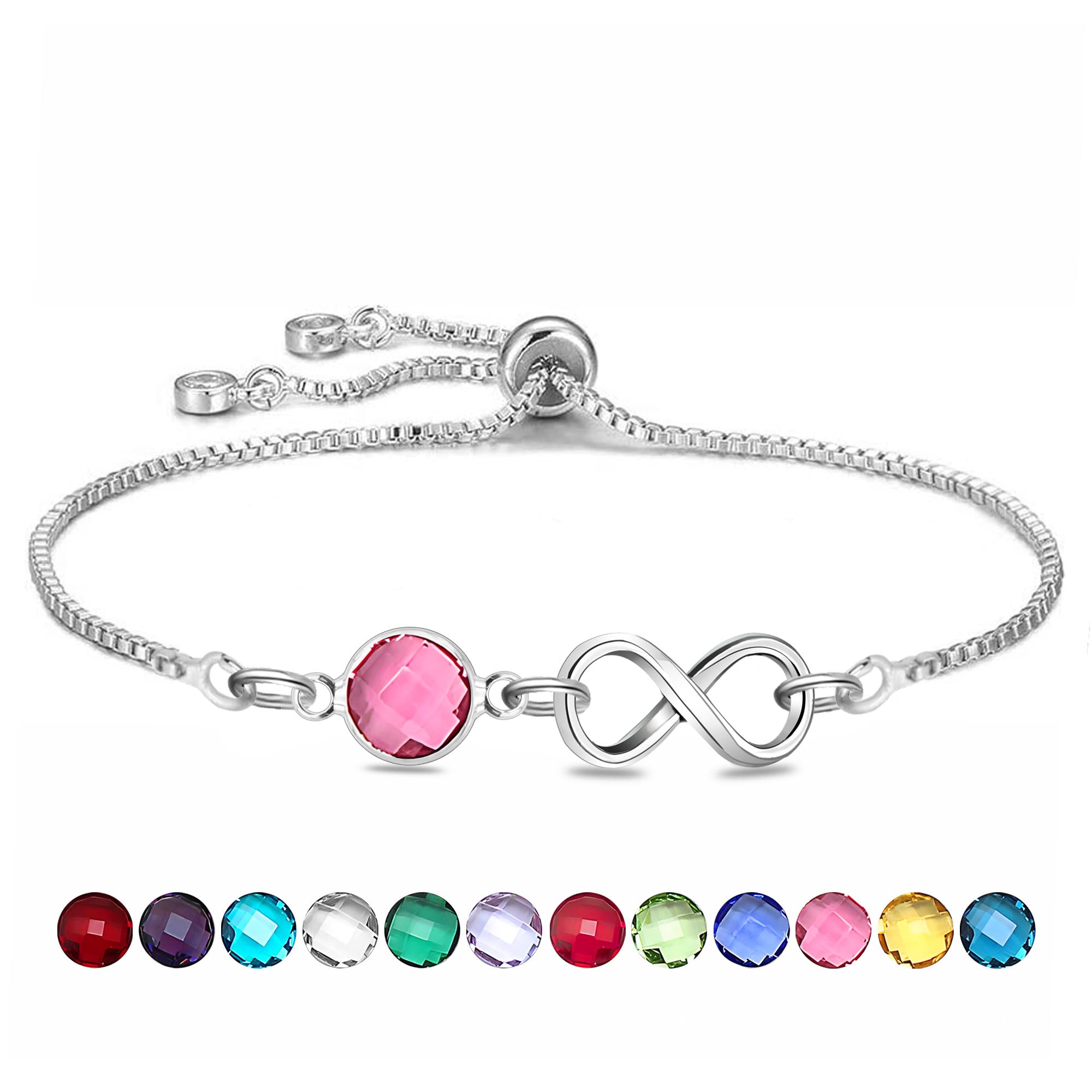 HEYEJET Silber Unendlichkeit Armbänder mit Geburtsstein Kris