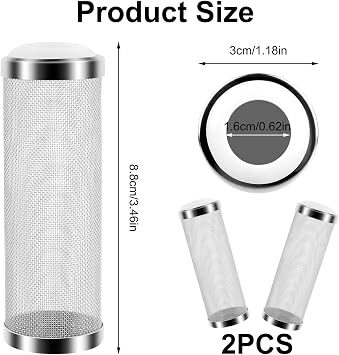 2 Pcs Shrimp Filter Guards, Stainless Steel Aquarium Filter Guard 16mm,Aquarium Mesh Net Filters Protector Guards, Fish Tank Filters Baskets Mesh Prevents Small Fish Shrimp from Getting Sucked Up