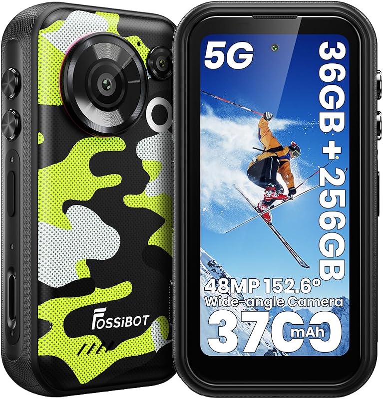 FOSSiBOT F116 Pro Unlocked 5G Mini Rugged Smartphone, 4" 120Hz Pocket Small Cell Phone, 4K Action Camera, 36GB +256GB /1TB, IP69K Waterproof Shockproof, Android 16, 3700mAh, Dual SIM, NFC