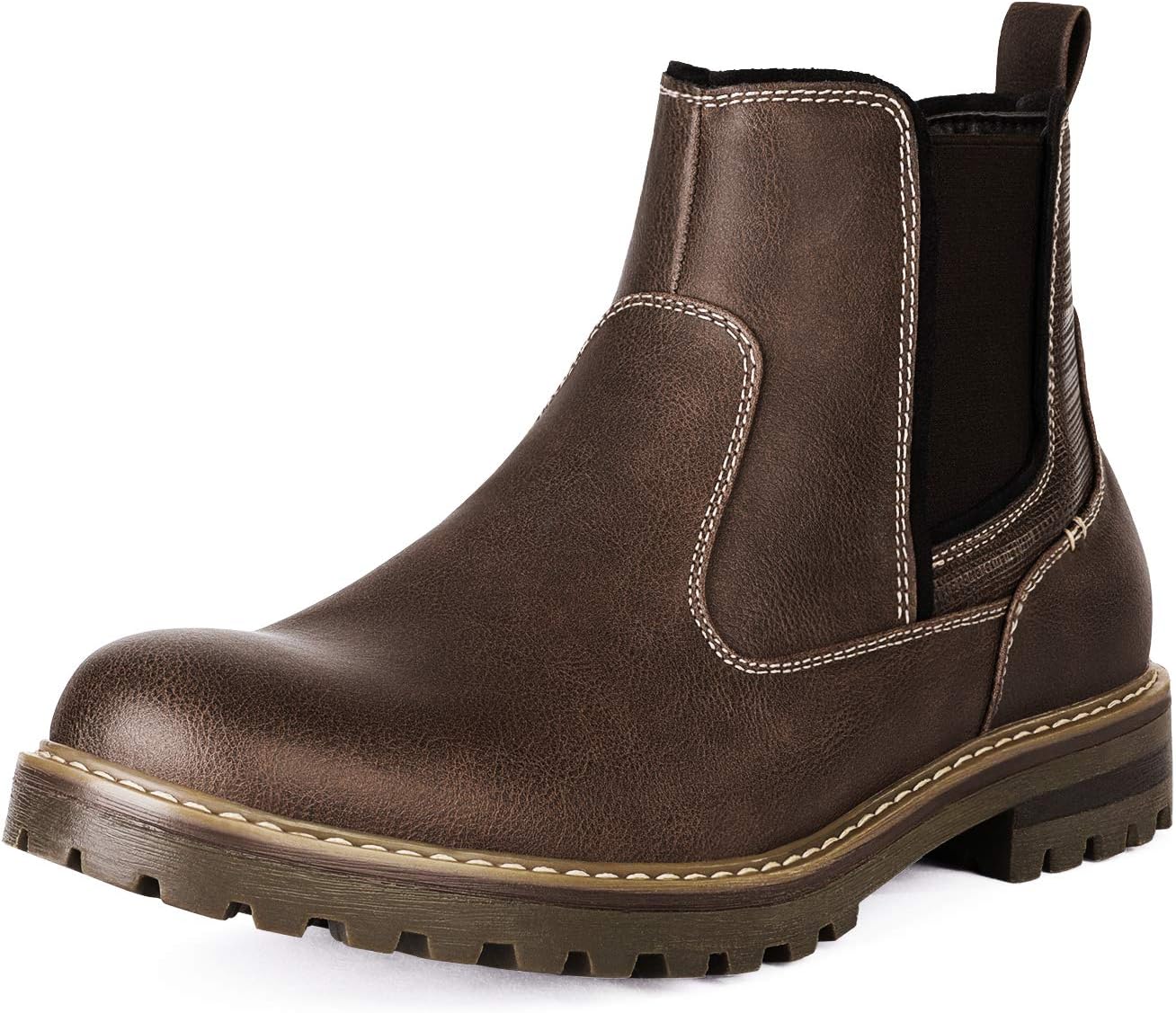 Bruno Marc Mens Chelsea Boots Fur Lined Casual Slip-On Classic Dress Ankle Boot,Dark Brown,Size 11 US ENGLE-03