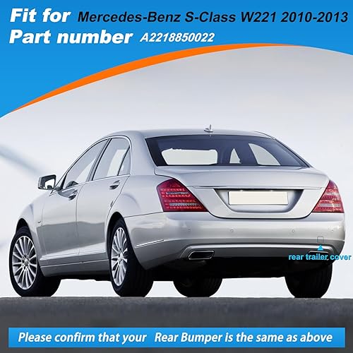 Miniatura 3 de Tapa de gancho de remolque de parachoques trasero Tapa Ojo de remolque para Mercedes-Benz Clase S W221 2010 2011 2012 2013 A2218850022 (plata, lado