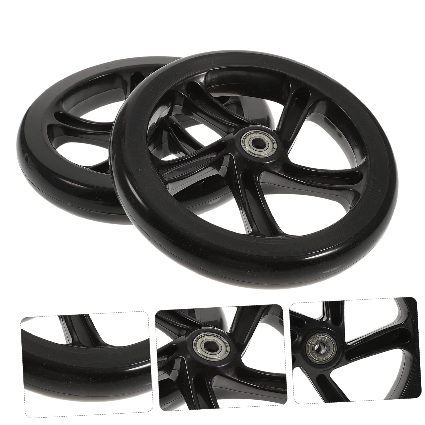 BESTonZON Roues de Trottinette Électrique Lot de 2 en PU Haute Élasticité 180mm Roulements Accessoires Solide Stabilité pour Rues et Places