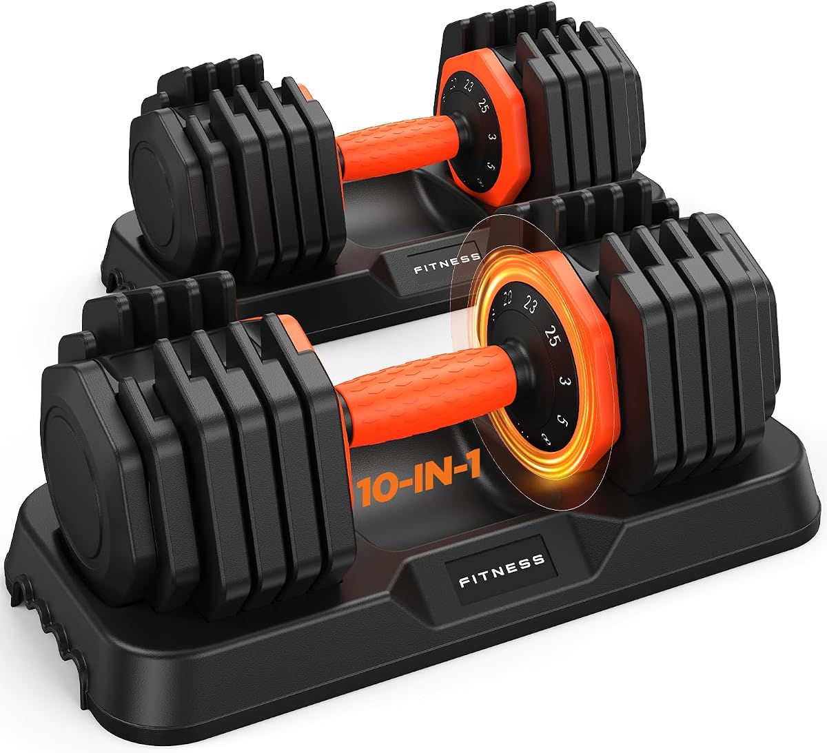 2026 FDB2 Updated Adjustable Dumbbell Set of 2, 10-in-1 Weights Dumbbell Set with Storage Box, 25lbs Adjustable Weights with Anti-slip Silicone Grip, Weight Set For Home Gym Suit both Men and Women