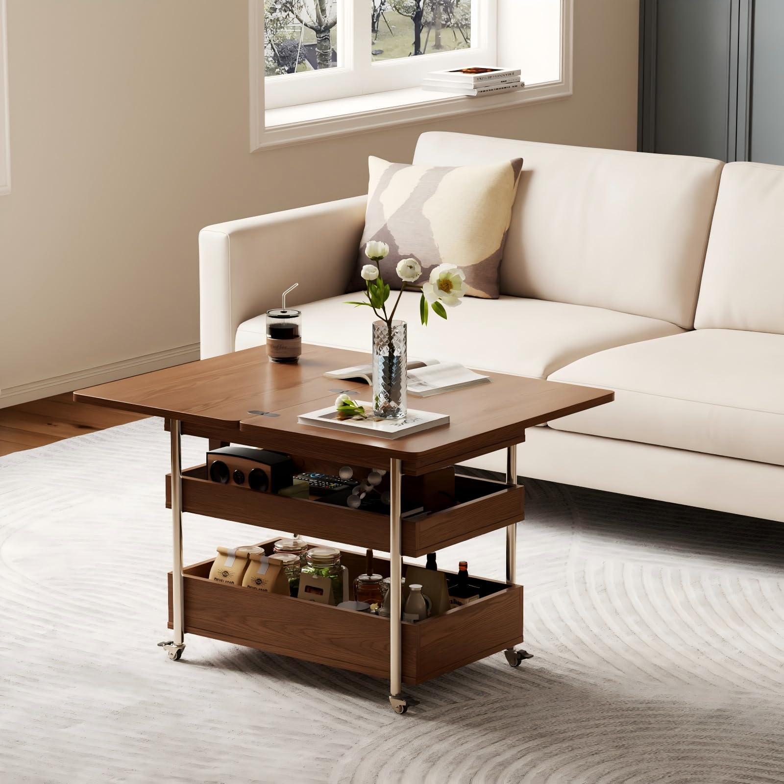 Amazon.com: Flip Top 2-in-1 Multi-Function Coffee Table on Wheels