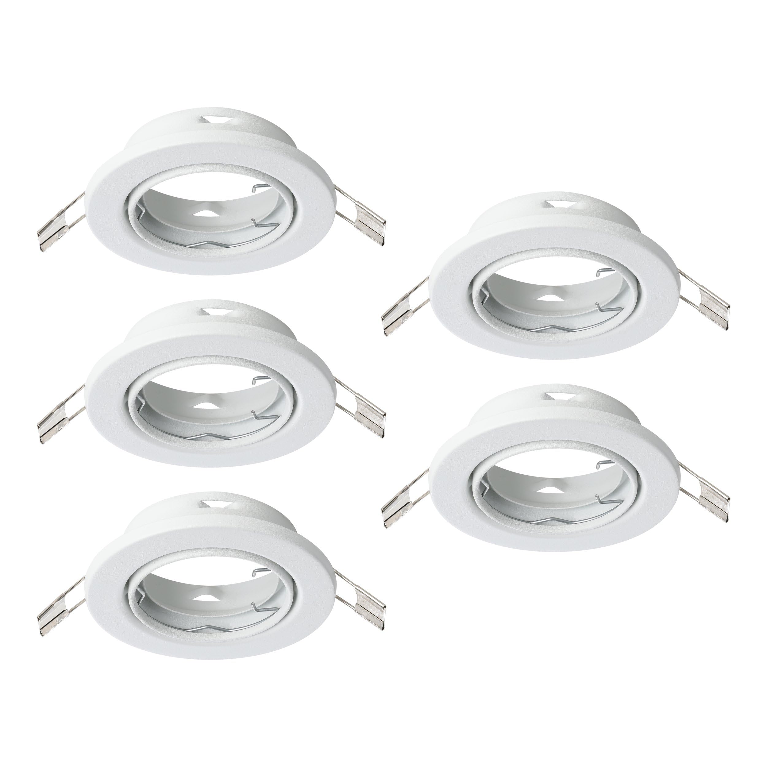 Eglo Set of 5 recessed spotlights Agulo, Swivel Ceiling Lights, Round Spots Without Bulbs, White Steel Lamps, GU10 Base, Ø 8.6 cm