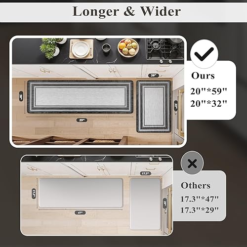 Vista 686 de KIMODE - Juego de 2 tapetes de cocina bohemios, antifatiga, antideslizantes, impermeables, ergonómicos, acolchados, cómodos, para lavandería, Caqui