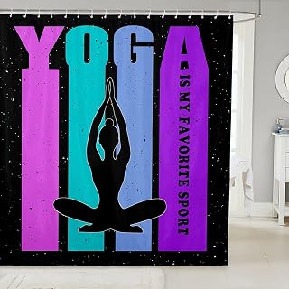 Yoga Bath Curtain,Fitness Sport Bathroom Shower Curtain for Kids Boys,Woman Girls Teens Waterproof Fabric with Hooks for Stalls,72Wx72L inch