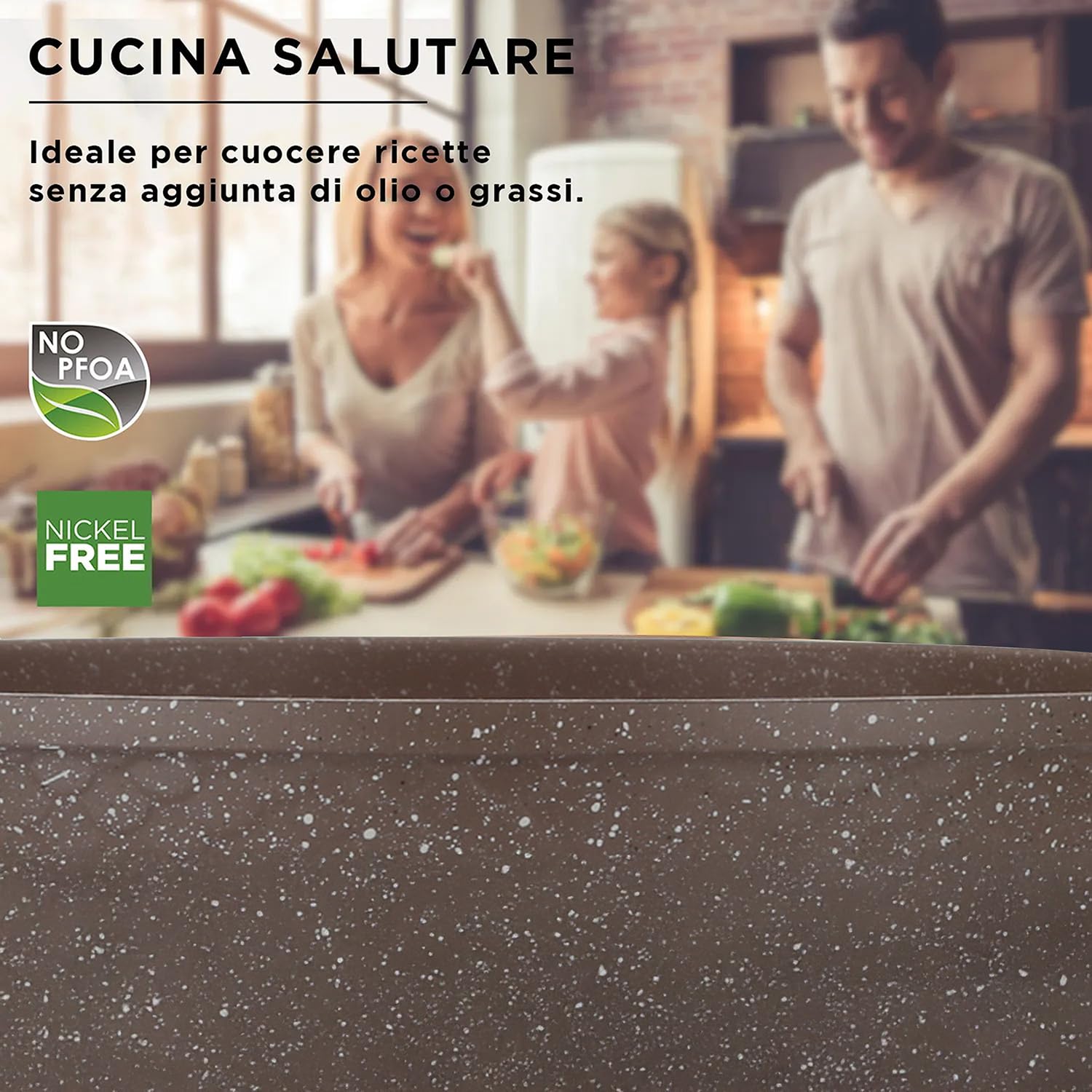 KASANOVA, sartén antiadherente 0% grasa, para inducción y todos los tipos de cocinas, con mango antideslizante, revestimiento antiadherente, sartén para tortilla. (26 cm)