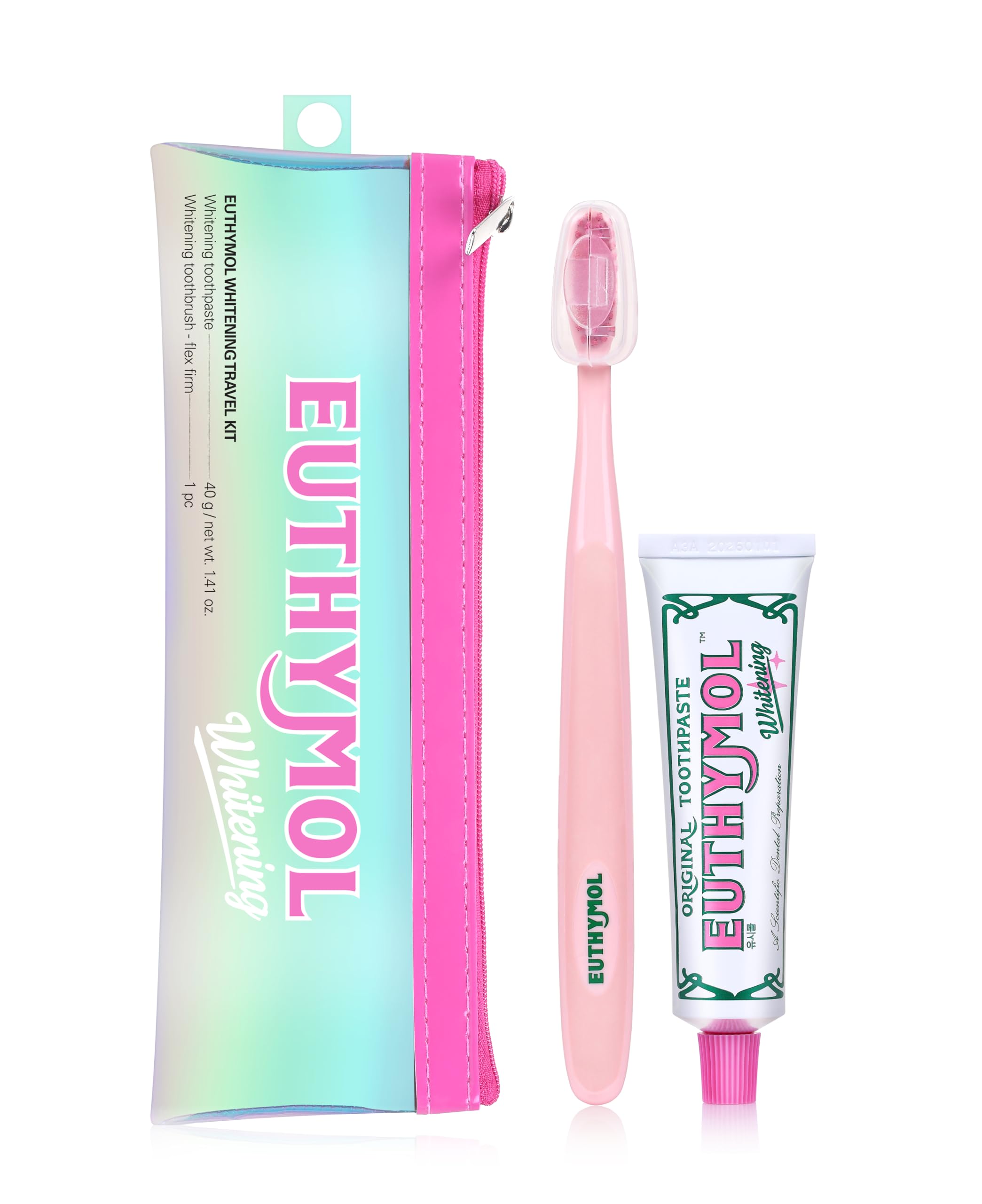 EUTHYMOL Whitening Travel Set (1.4 oz Toothpaste + 1 Toothbrush) – TSA-Friendly, Stain Removal in 2 Weeks, Long-Lasting Freshness for Sensitive Teeth