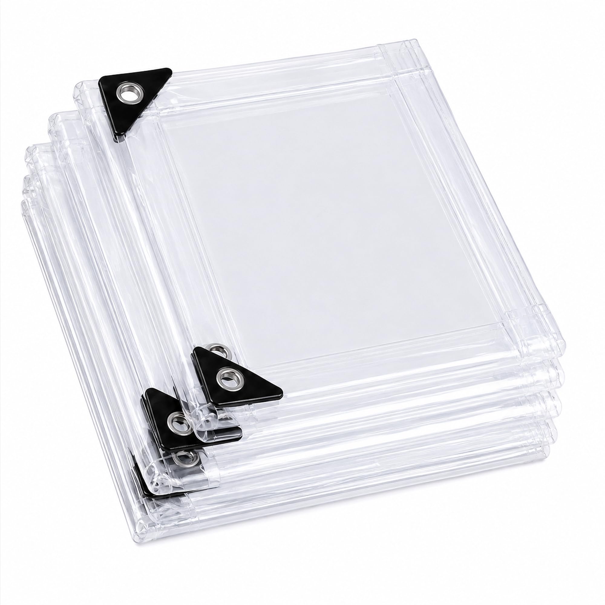 Przezroczysta plandeka PCW, wodoodporna, przezroczysta osłona zewnętrzna ze wzmocnionymi krawędziami, wzmocnionymi narożnikami i aluminiowymi przelotkami do ogrodu, na taras, pergolę i szklarnię, 8 x
