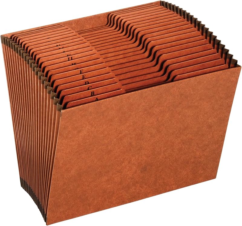 Pendaflex Heavy Duty Expanding File Folder - 21 Pockets with A-Z Tabs & Blank Customizable 1/3 Tabs - Alphabetical File Organizer - Durable, Letter Size - For Office, School & Home Use, Brown - 1 Unit