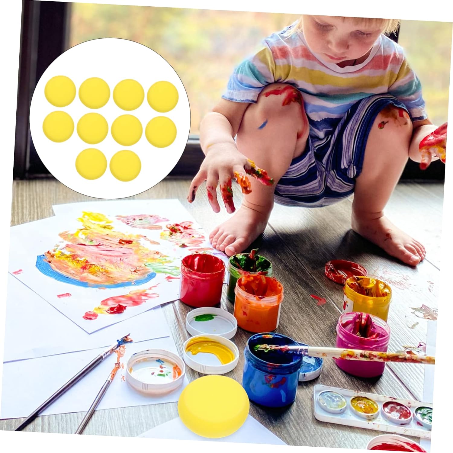 10Pcs Round Painting Sponge for DIY Brushes and Sponges for Creative Play Homes Kindergartens and Amusement Parks