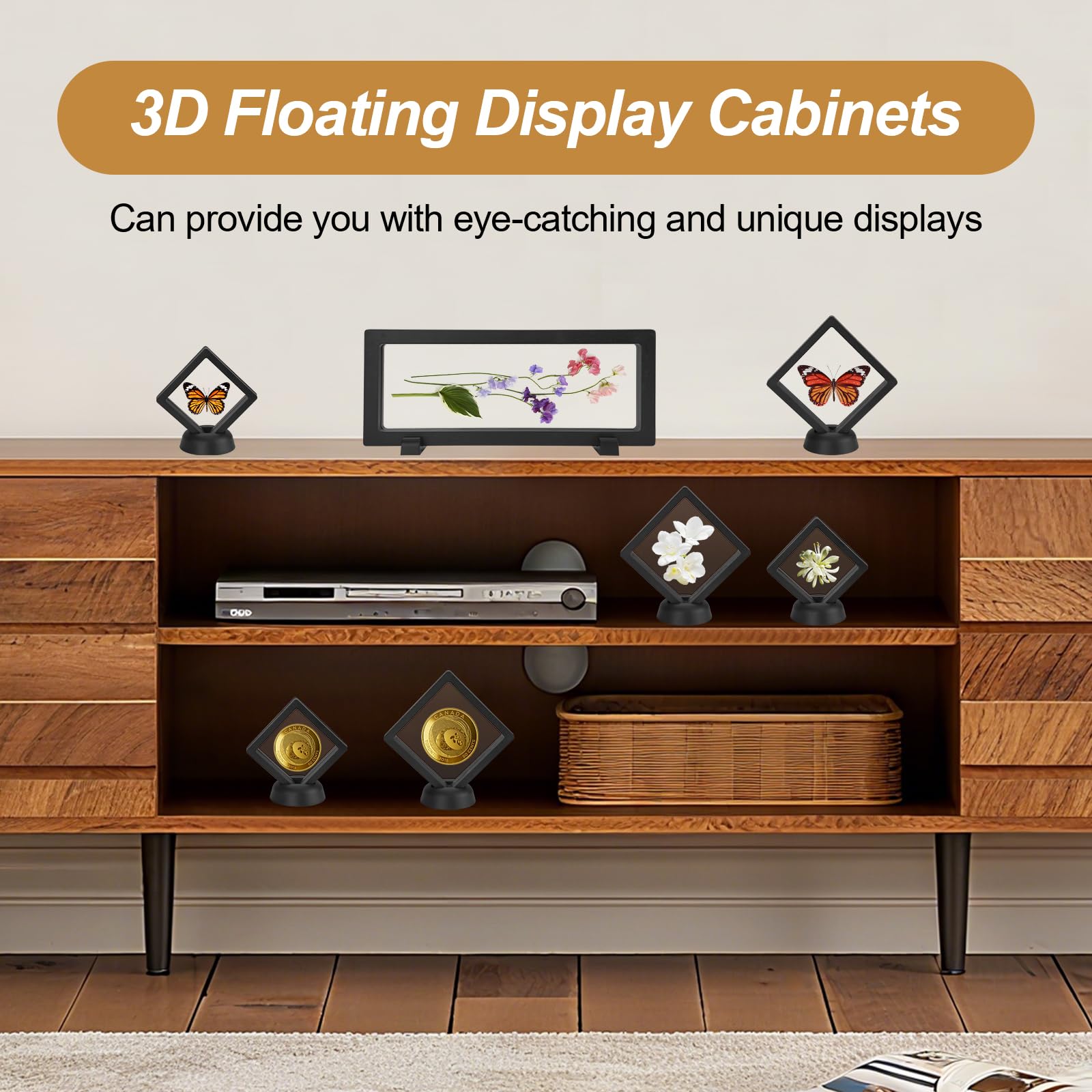 CEITIVE-S 10PCS 3D Floating Display Case Coin Holder, Transparent Floating Frame Display Holder Stands - Image 4