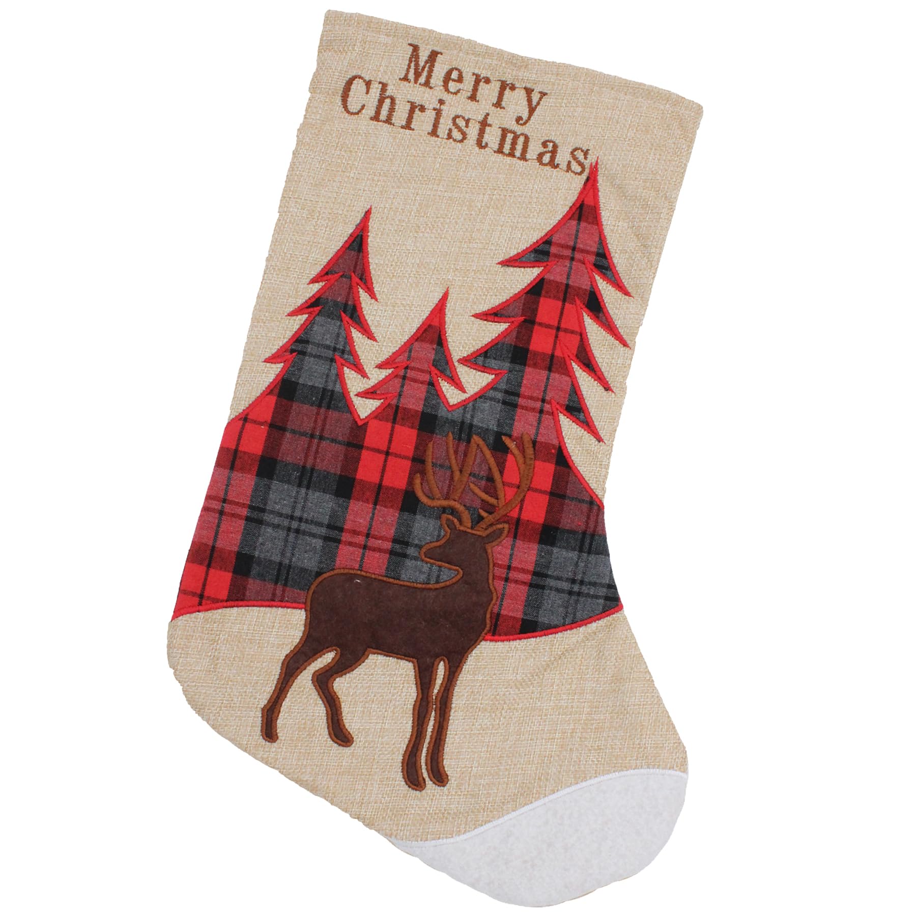 Widdle Gifts Christmas Stocking with Embroidered Picture and Satin Back 43cm Santa Stocking (Tartan Tree 3026)