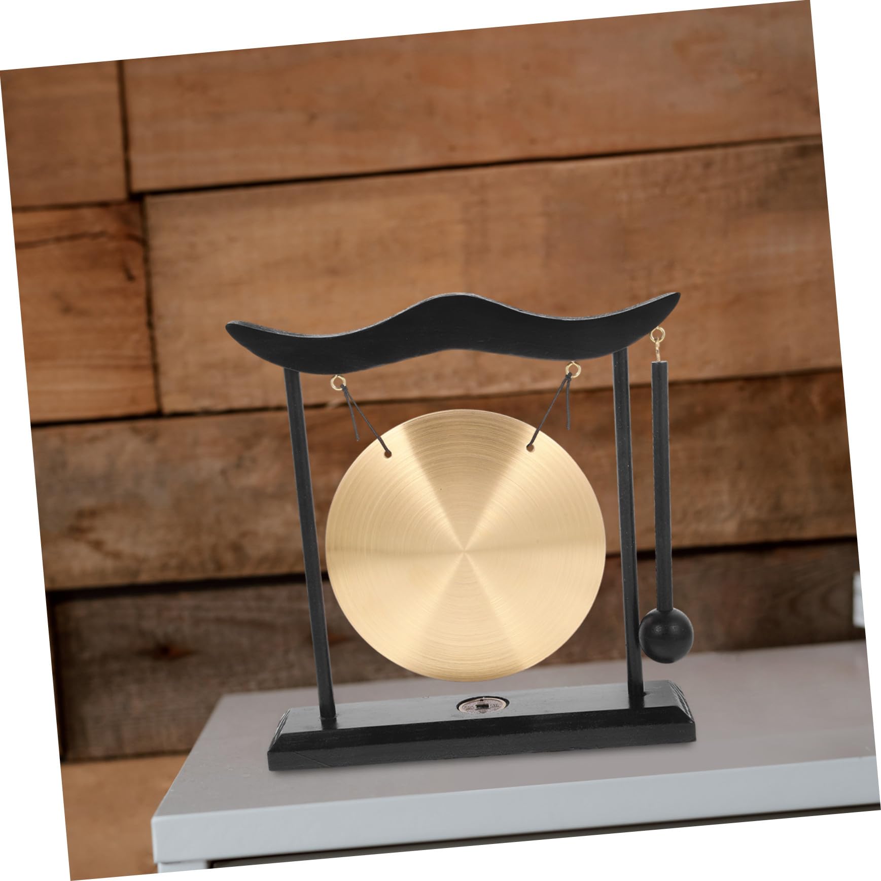 Gatuida Gong de Cobre Zen para Escritorio Pequeño, Decoración China para Sala de Estar, Arte y Meditación, Estilo Feng Shui, Accesorio Decorativo para Hogar y Oficina, Objeto Ornamental