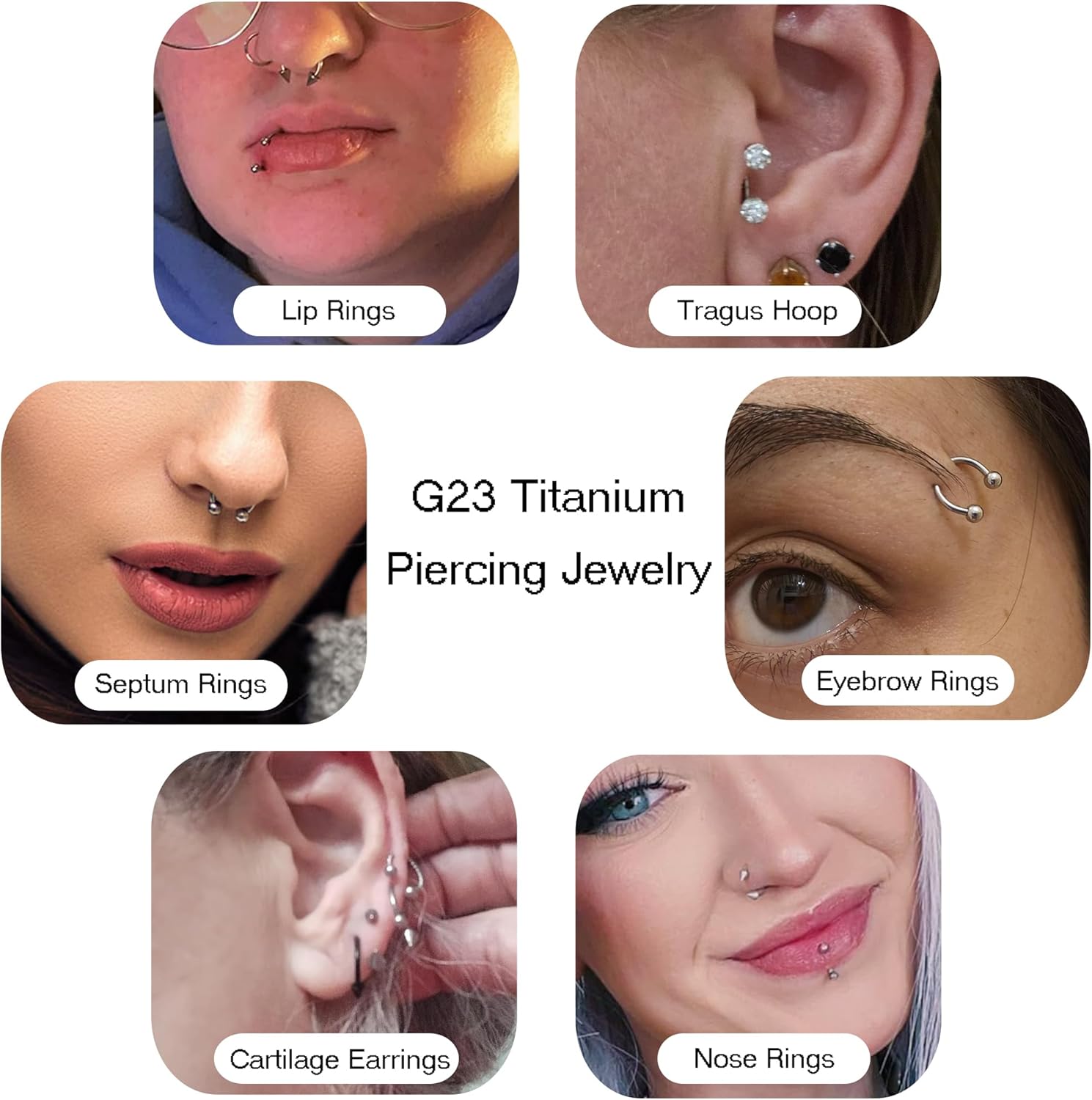 16G 18G G23 Titanium Septum Nose Rings for Women Men Horseshoe Nose Ring for Sensitive Skin Internally Threaded Opal Ball Spike CZ Helix Daith Cartilage Tragus Hoop Earrings Lip Piercing Jewelry - Image 7