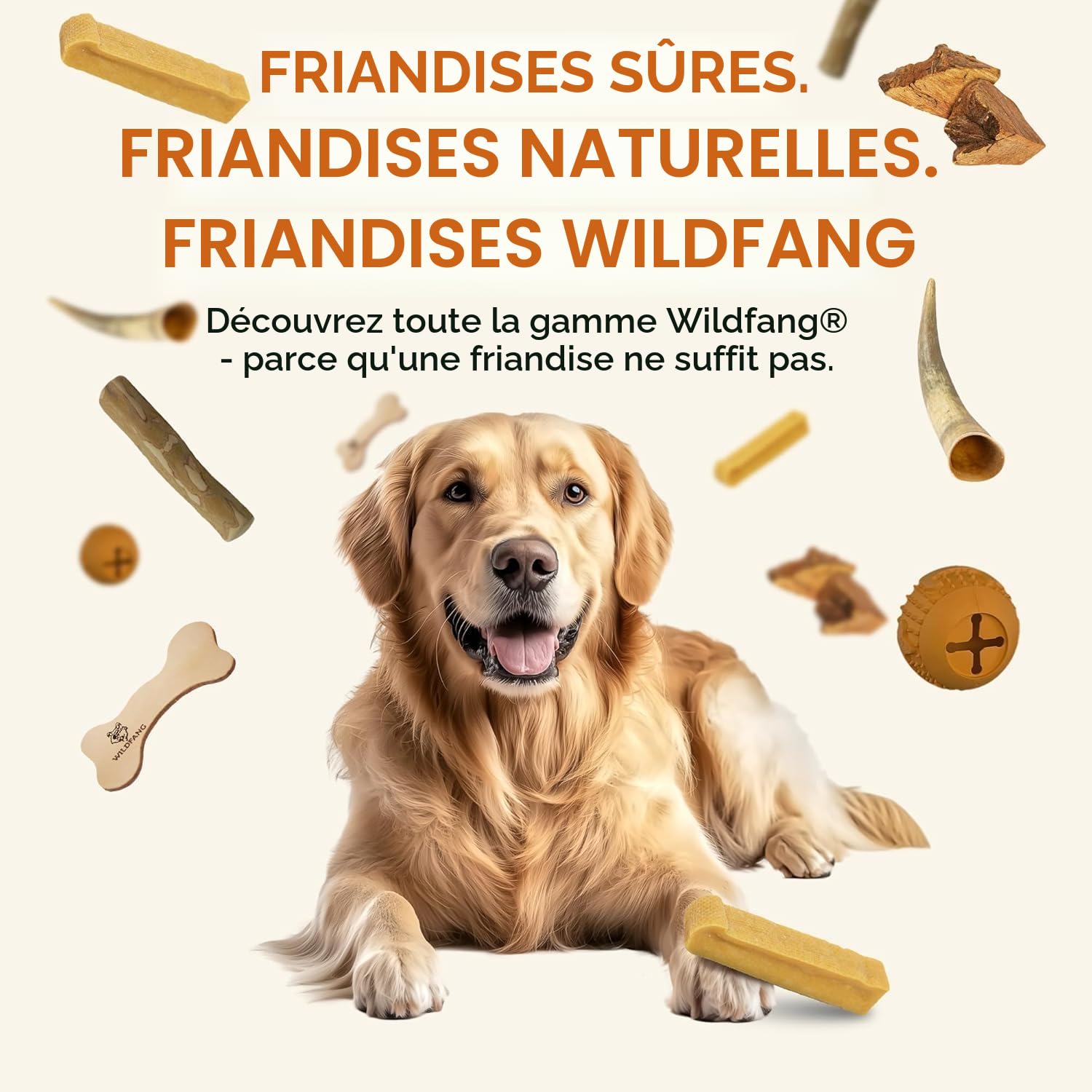 Wildfang® Fromage de Yak, Jouet pour Chien à Mâcher, Moyen pour Chiens de 5 à 25 kg – Bâtonnet Dentaire, Dureté Fromage de l'Himalaya, Churpi, Friandise d'Éducation Chiot et Chien, env 72 g, Lot de 6