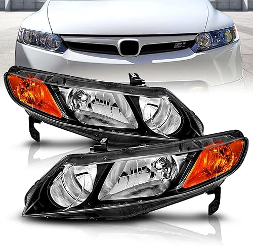AmeriLite JDM - Juego de faros delanteros de repuesto para Honda Civic Sedan 2006-2011, 4 puertashĂbrido, lado del pasajero y del conductor AmeriLite JDM - Juego de faros delanteros de repuesto para Honda Civic Sedan 2006-2011, 4 puertashĂbrido, lado del pasajero y del conductor