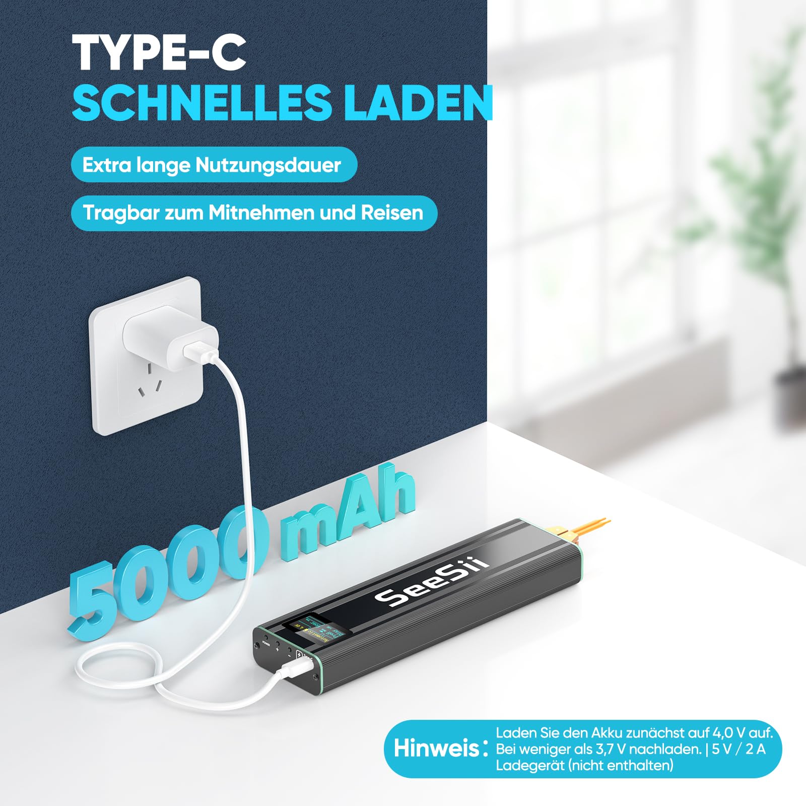 SEESII Mini Punktschweißgerät für Akkus - SE-209 Punktschweißgeräte für Batterien mit 5,0 Ah Akku 80 Gänge, Mini Spot Welder für 0,1-0,2 mm Nickelbleche, Eisen, Edelstahlblechen