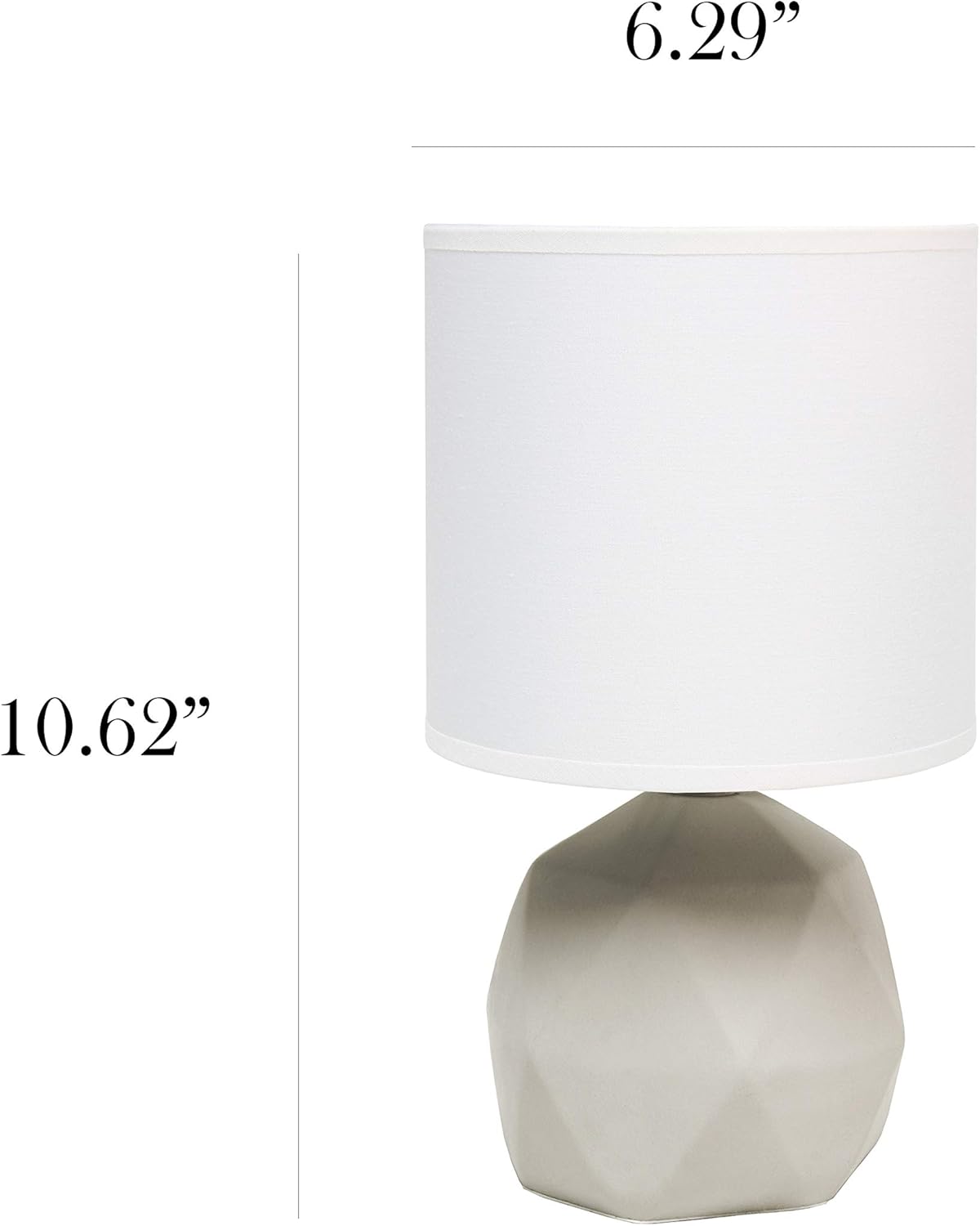 Simple Designs LT2060-WHT Geometric Concrete Table Lamp, White