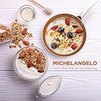 Vista 9 de MICHELANGELO Sartén de 8 pulgadas + cacerola de 2 cuartos de galón con tapa, sartén antiadherente de cerámica con tapa y olla y sartén de cobre