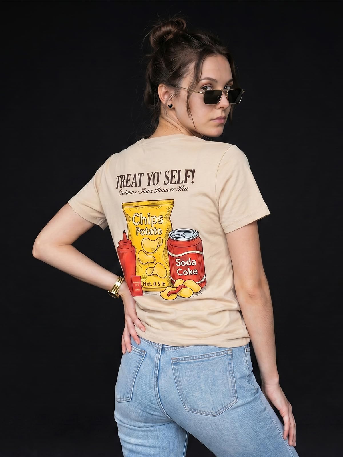 JUNEBERRY® Camiseta de mujer de corte regular estampado de algodón puro, suave, transpirable, informal, cuello redondo, elegante para todos los días (tallas S a 2XL)