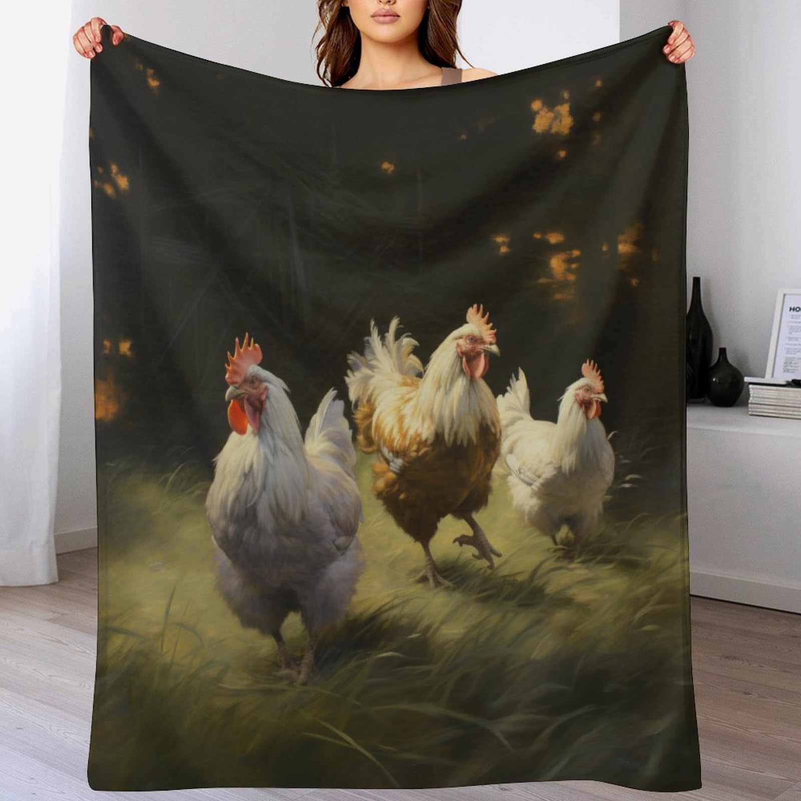 Couverture polaire poulet ultra douce et chaude en flanelle respirante pour lit