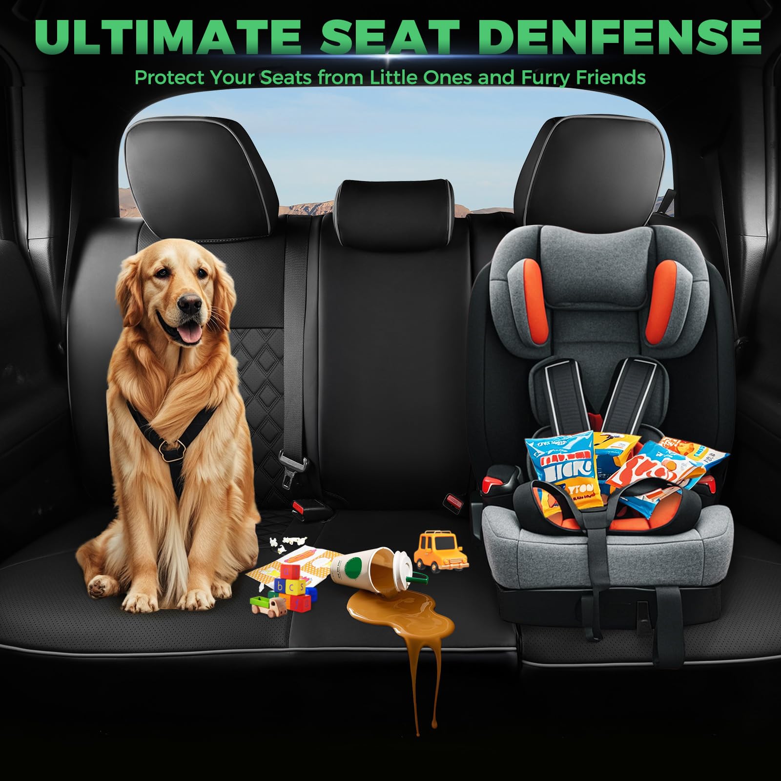 RIDEPOSH Custom Seat Covers for Tacoma 4th Gen 2024 2025 Double Cab SR5/TRD Sport/TRD Off-Road/SR Full Set with Console Covers, Waterproof Leather Back and Front Seat Protectors Black Grey: Black Grey Tacoma 2016-2023 Double Cab Full Set