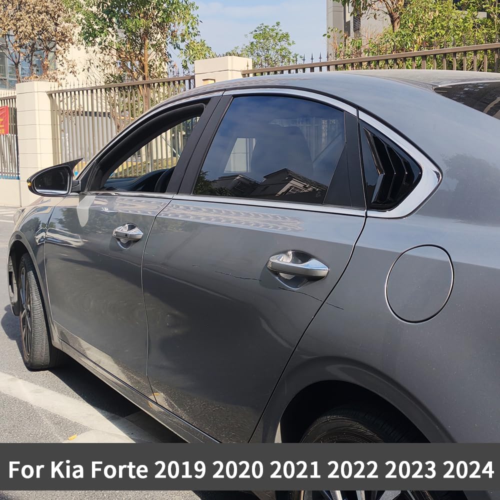 Window Louvers for Kia Forte 2019 2020 2021 2022 2023 2024 Rear Side Window Louvers Sport Style Blinds Cover Air Vent Shades Panel Auto Exterior ABS Decorate Accessories 2PCS/Set (Glossy Black)