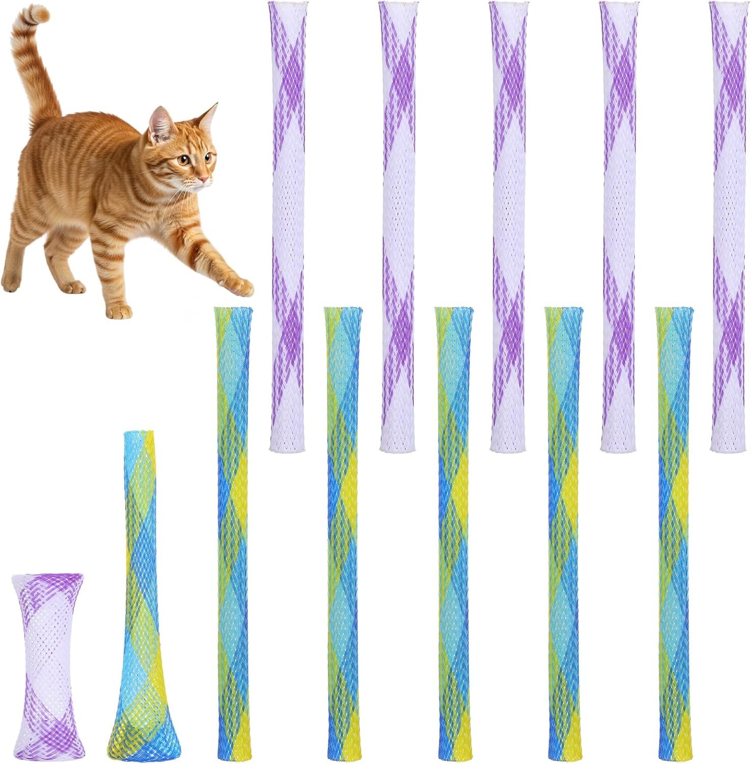 10 sztuk zabawek dla kotów spiralnych, zabawka dla kotów w kształcie wiosny, Fidget Toys dla dorosłych, zabawka z piórkami dla kota, kolorowa, kreatywna, odporna na zużycie i zgryzanie, elastyczna do