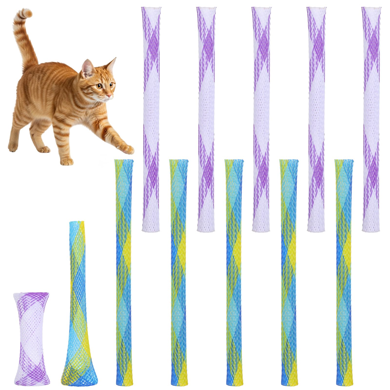 10 sztuk spiralnych zabawek dla kota - zabawka z piórami Cat Tube, kolorowa, kreatywna zabawka z tworzywa sztucznego, odporna na zużycie i gryzienie, elastyczna zabawka dla kotków, interaktywna