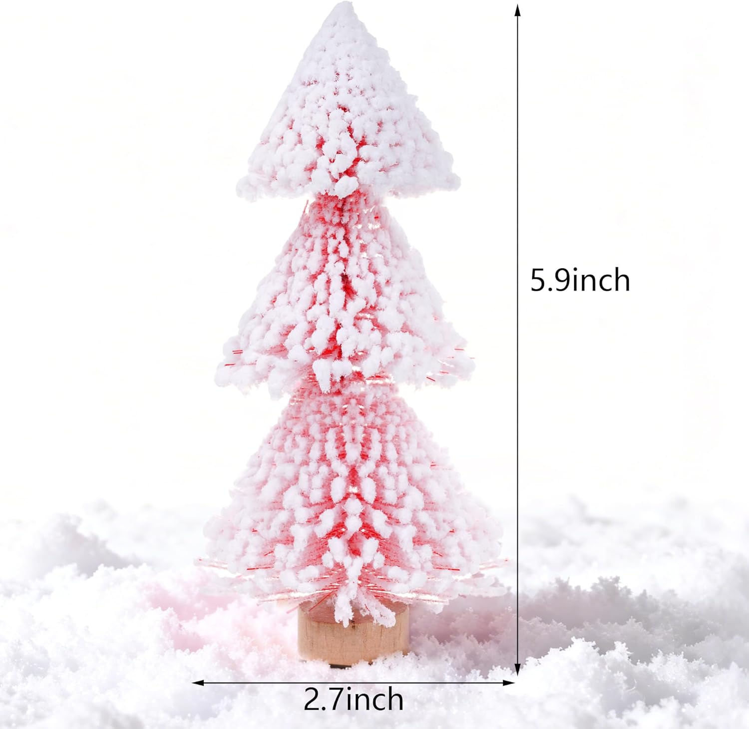 Yookat 5 Pieces Mini Christmas Trees Bottle Brush Trees with Wooden Base Artificial Bottle Brush Tree for Christmas Decor Party Home Table Decorations (Multicolor) - Image 2